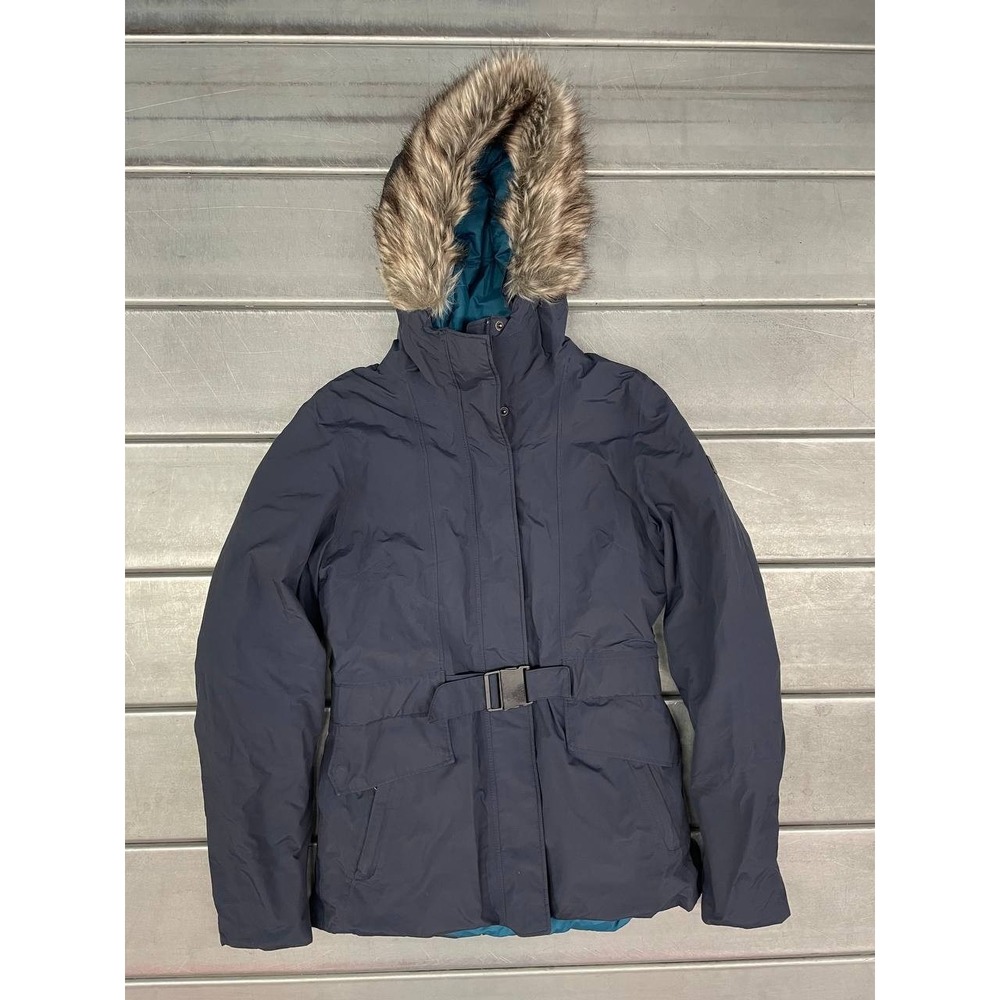 North Face Parka Jacket Womens XS Navy Blue Goose Down Hoodie‎ Hyvent